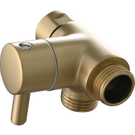 G1/2\" Inverseur Douche Bain Laiton Vanne de Connecteur 3 Voie pour Pommeau de Douche Double, Or Brossé (1/5)