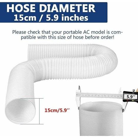 2 m langer, tragbarer Klimaanlagen-Abluftschlauch – 150 mm Durchmesser – Hitzebeständiges Polypropylen – Einfache Installation in verschiedenen Räumen (1/5)