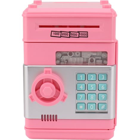 Tirelire électronique 2 modes ATM, coffre-fort numérique pour billets et pièces, boîte à économies avec 7 musiques, rose pour enfants (1/5)
