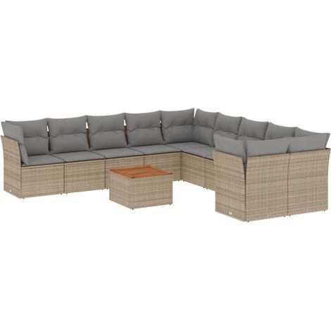 Maison Exclusive - Set de sofás de jardín 11pzas con cojines ratá (1/3)