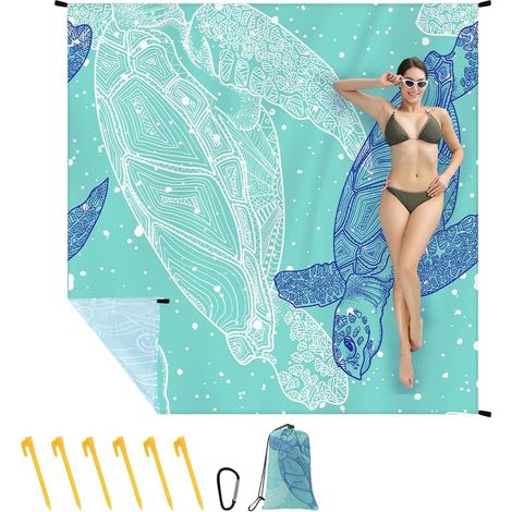 Strandmatte 210 x 200 cm, wasserdicht, sandabweisend, Picknickdecke für Strand, Camping, Wandern, Picknicks