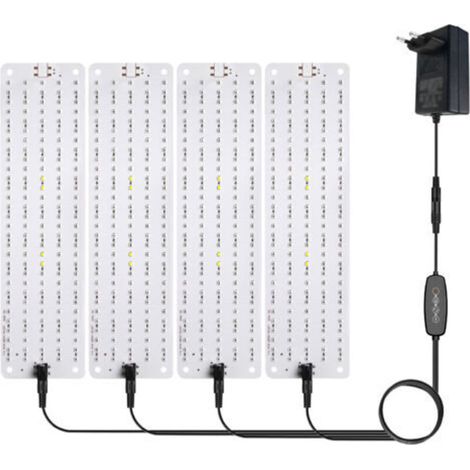 46W Lampe de Croissance LED, 4pcs Lampe de Plante Spectre Complet, Lampe Horticole avec Minuterie 3/6/12H, Lampe de Culture avec 600 LED pour Plantes d'intérieur Semis Serre étagères de C (1/5)