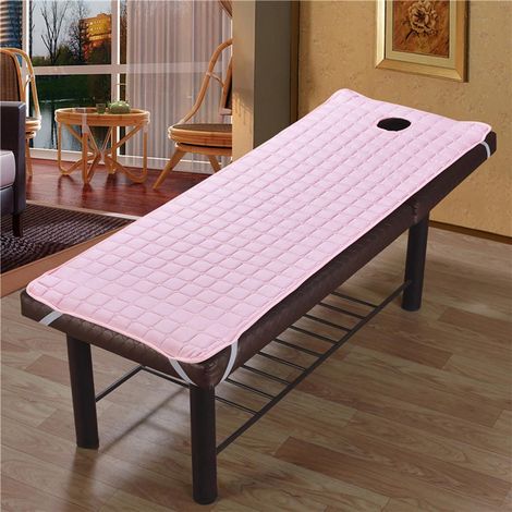 Drap De Matelas Pour Lit De Massage Pour Salon De Beauté Avec Trou De Respiration Pour Le Visage Rose (1/5)