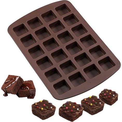 Moule En Silicone Pour Brownies - 24 Cavités - Résistant À La Chaleur Jusqu'à 230 °C - Pour Four Micro-ondes Congélateur Et Lave-Vaisselle - 1 Pièce (1/5)