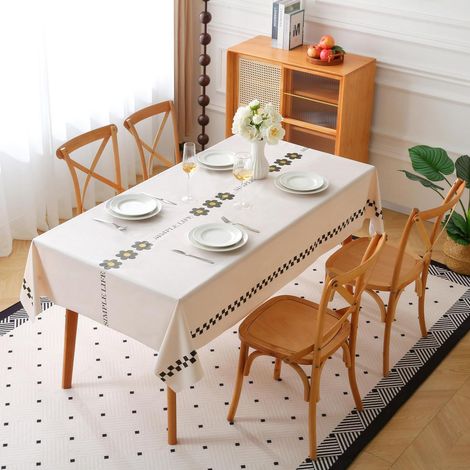 Nappe de table en PVC imperméable, lavable, découpable, 140x220cm, fleur noir profond