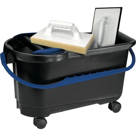 TECTOOL Kit premium de lavage pour carrelage avec 4 roulettes incluses