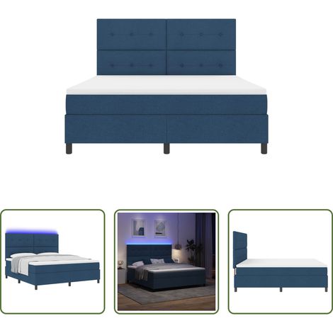 Matelas -  Lit à ressorts avec matelas avec LED Bleu 180 x 200 cm tissu (1/5)