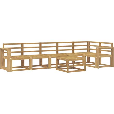 Outdoor Sofa Set 7 pcs White Solid Acacia Wood vidaXL (1/5)