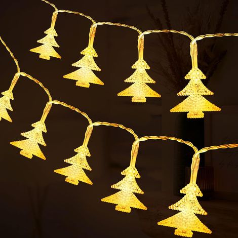Guirnalda de luces para árbol de Navidad, 6 metros, 40 LED, funciona con pilas, perfecta para Navidad, bodas, fiestas, luz cálida. (1/5)