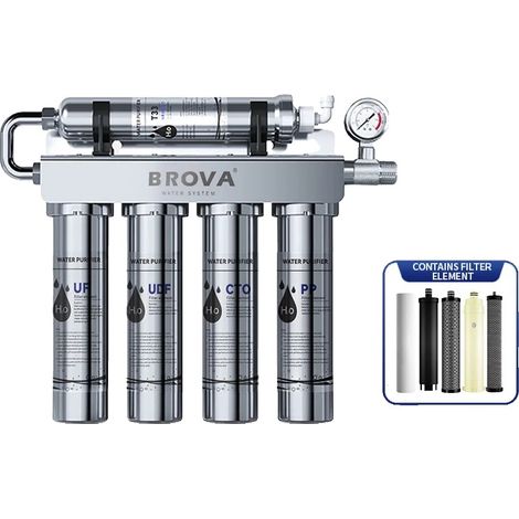 Sistema de purificación de agua, filtración de 5 etapas, funcionamiento no eléctrico, filtro de agua de 5 etapas (1/2)