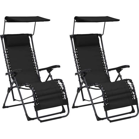 vidaXL Sillas plegables 2 unidades textilene negro (1/5)