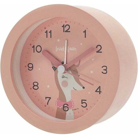 Réveil fille cerf rose pour enfants, réveil analogique silencieux, joli réveil pour enfants avec veilleuse, réveil de chevet numérique rond, réveil de voyage Retour à