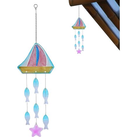 Buntglas Windspiel Für Draußen Seestern Schildkröte Garten