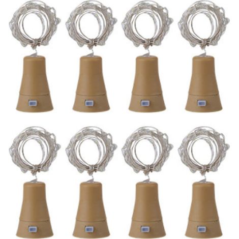 Luminaire Solaire Pour Bouteille - Ampoule En Liège Avec Panneau Solaire - Décoration De Fête Mariage Halloween Jardin Intérieur Extérieur - 8 Pièces (1/5)