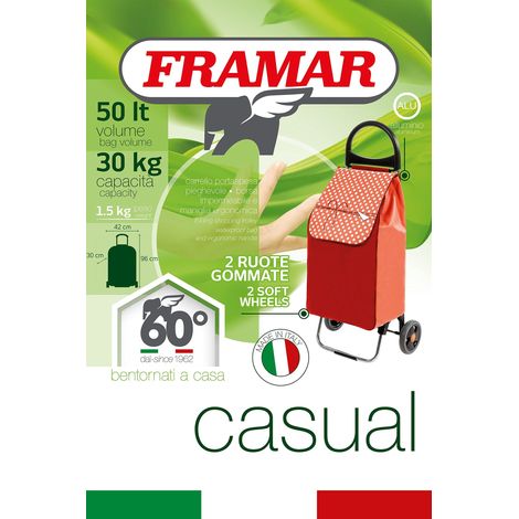 FRAMAR CASUAL - Carrello portaspesa 2 ruote con borsa impermeabile