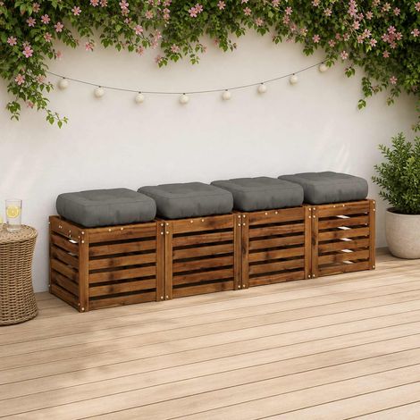vidaXL Cuscini per Sedia in 4 Pezzi VIANEN 4 pz 100% Poliestere Grigio