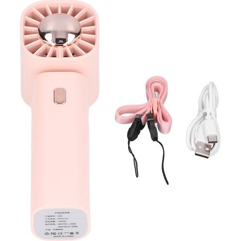 Ventilateur de Poche Portable avec Design Suspendu, Rechargeable Type C, Ventilateur USB pour Intérieur et Extérieur, Rose (1/5)
