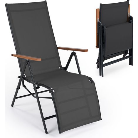 COSTWAY Sedia da Giardino, Schienale Regolabile 6 Livelli (Nero,1) (1/5)