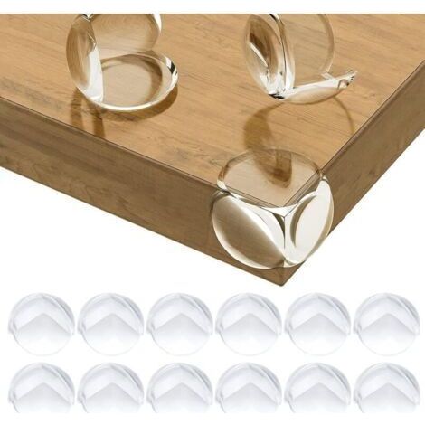 Protections d'angle pour table Baby, protections d'angle pour bureau, berceau, cheminée, table, coins et bords, souples et sûres, rondes, lot de 12, transparentes (1/4)