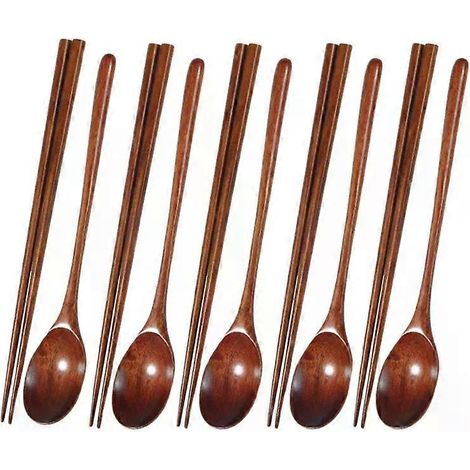 Ensemble de cuillères et baguettes en bois de teck, cuillères antiadhésives, cuillère à soupe et cuillère à café, ustensiles de cuisine (1/4)