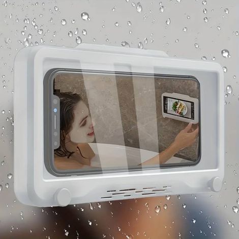 Protection étanche pour téléphone de salle de bain - Support mural anti-buée pour miroir de douche et baignoire (1/5)