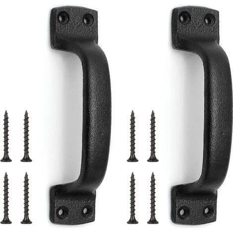 Poignées de porte noires, poignées de porte de grange, poignées de porte en fonte pour abri de jardin, poignées de porte coulissante, poignées de portail intérieur pour portails en bois, armoires et p