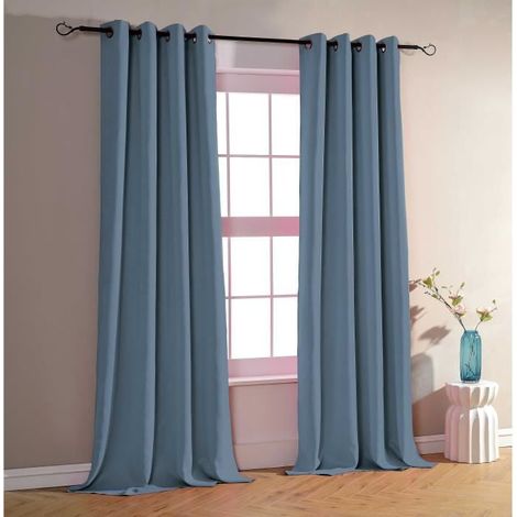 Rideaux - MATIN CALIN - 140 x 260 cm - Bleu tendre - 2 pièces - Occultants