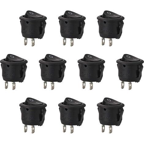 CCYKXA 10Pcs Round Rocker Switch Latching SPST Switch 2 Pin Button AC 6A/125V 3A/250V for Car Truck Boat (1/4)