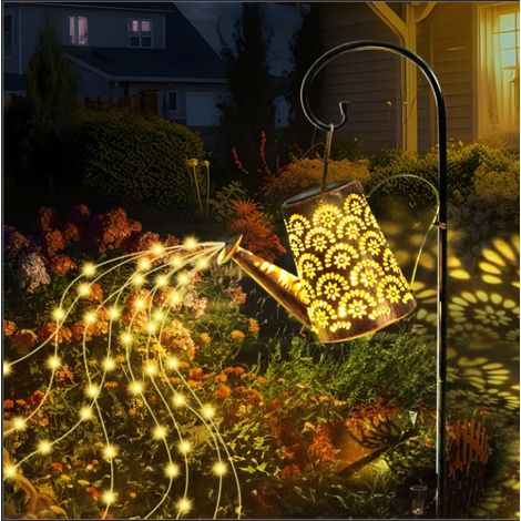 Arrosoir solaire - Lanterne solaire pour l'extérieur avec crochet de berger - Lampes solaires étanches IP65 - Guirlande lumineuse LED pour extérieur, décoration de jardin, chemin de cour (1/5)