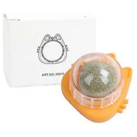 Jouets à l'herbe à chat, boules énergétiques rotatives à 360°, autocollantes, pour chat, friandises à lécher, nutrition saine, pour le nettoyage des dents, accessoires pour animaux de compagnie (1/4)