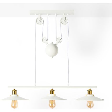 Suspension à poulie "CLOCK WORK" - 3 x E27 - Blanc