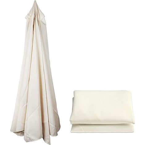 Voile de rechange pour parasol, toile ronde 3x3 m, 8 nervures, blanche, housse incluse (1/5)
