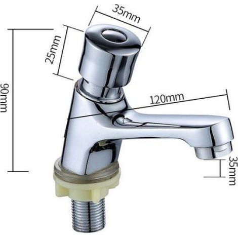 Robinet Temporisé - Laiton Chromé - Fermeture Automatique Après 4 à 6 Secondes - Pour Cuisine Et Salle De Bain - 1 Pièce (1/5)