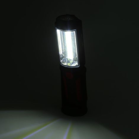 Lampe torche LED COB rechargeable 3W, idéale pour le camping, les travaux d'urgence et les travaux, avec support magnétique rouge. (1/5)