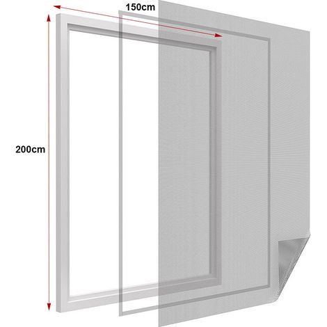 Zanzariera finestra adesiva nera, rete lavabile, 150x200 cm, con velcro (1/3)