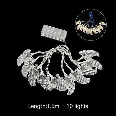 Guirlande lumineuse LED d'Halloween avec citrouille, crâne, main, chauve-souris et feuilles d'érable - Décoration féérique pour la maison, le jardin et les fêtes d'Halloween - 1,5 m de long, 10 lumièr
