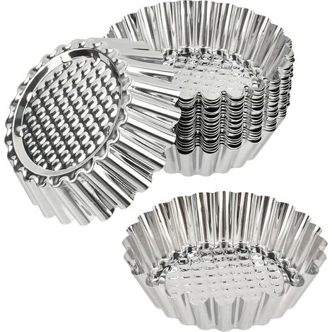 20 Moule à tartelette, Acier inoxydable, Fond amovible, Antiadhésif, Pour quiche et gâteau (1/5)