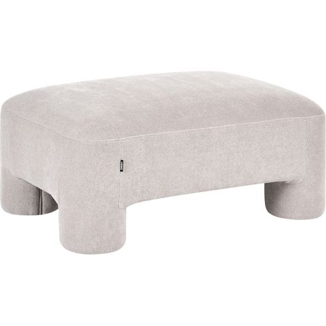 Otomana tapizado de tela con textura aterciopelada patas cilíndricas estilo orgánico beige Hogbo (1/5)