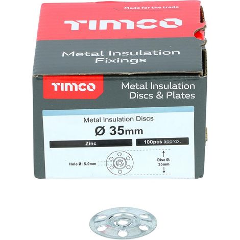 TIMco Metal Insulation Disc Zinc 35mm Qty 100 (1/2)