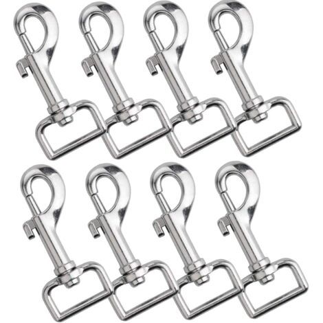 8 Stück Karabinerverschlussbolzen mit Drehgelenk, Zinklegierung, Mehrzweck-Karabinerverschluss mit Drehgelenk, Karabinerhaken (Silber)