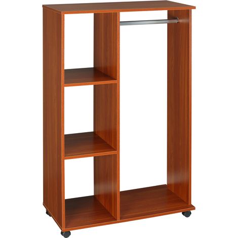 HOMCOM Armoire penderie Armoire de Rangement panneaux mobiles de Particules couleur noyer (1/5)
