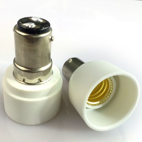 En stock : Douille adaptateur à vis B15D vers E14, petit modèle, en PBT ignifugé avec revêtement CE. (1/5)