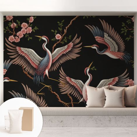 Tapete Vliestapete mit Kleber - trendige Wanddeko - elegant Fototapete für Wohnzimmer - Schlafzimmer Blumenmuster 208x146 cm (1/5)