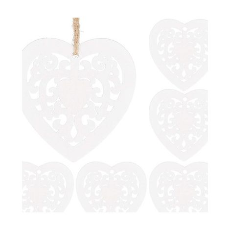 Ozdoba per l'albero di Natale in legno 7cm cuori decorativi sospesi set da 6 pezzi.