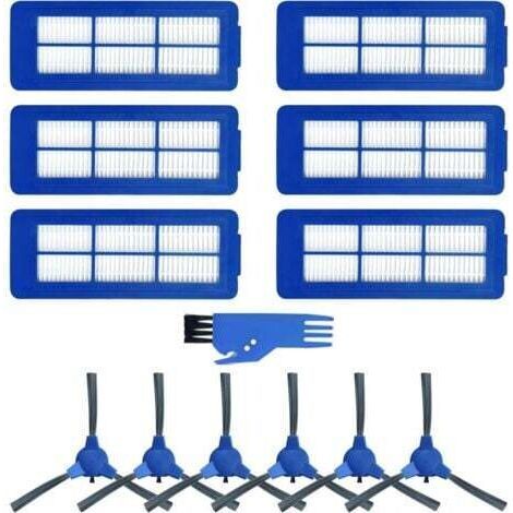 Accessoires pour aspirateur robot, pour Eufy RoboVac 11S MAX/15C MAX/30C MAX/G30, 6 filtres + 6 brosses latérales+1 brosse de nettoyage bleue (1/4)