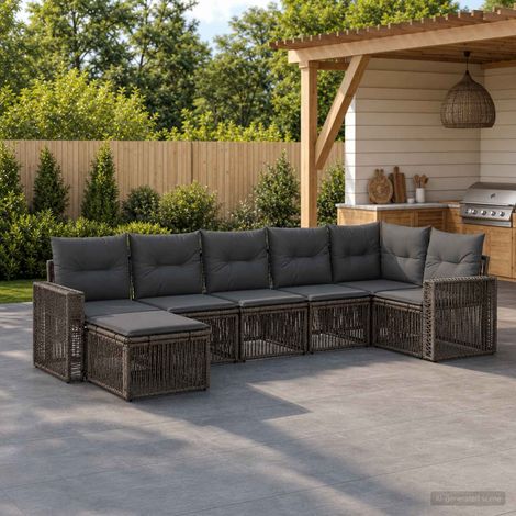 Set Divano da Giardino 7 pcs Grigio e Grigio Scuro polyrattan vidaXL (1/5)