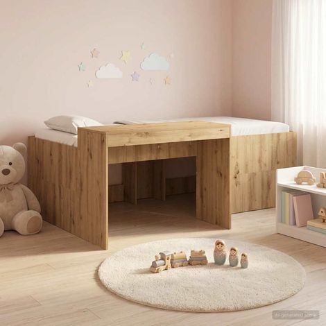 vidaXL Hochbett mit Schreibtisch für Kinder Artisan-Eiche 90 x 200 cm (1/5)