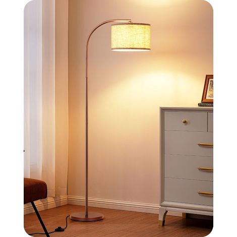 Lampadaire Salon, Abat-Jour Lin Marron, LED Incluse, 161 cm (1/5)