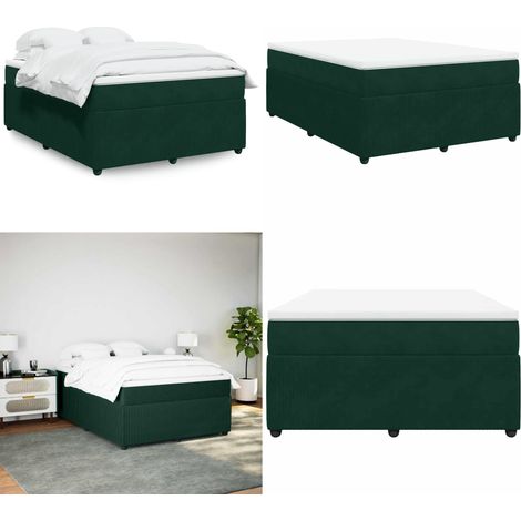 vidaXL Boxspringbett mit Matratze Dunkelgrün 160x200 cm Samt (1/5)