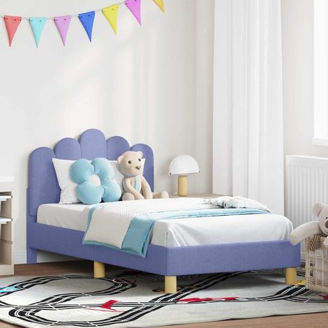 Kinderbettgestell mit Kopfteil Jeans blau 80 x 160 cm Stoff